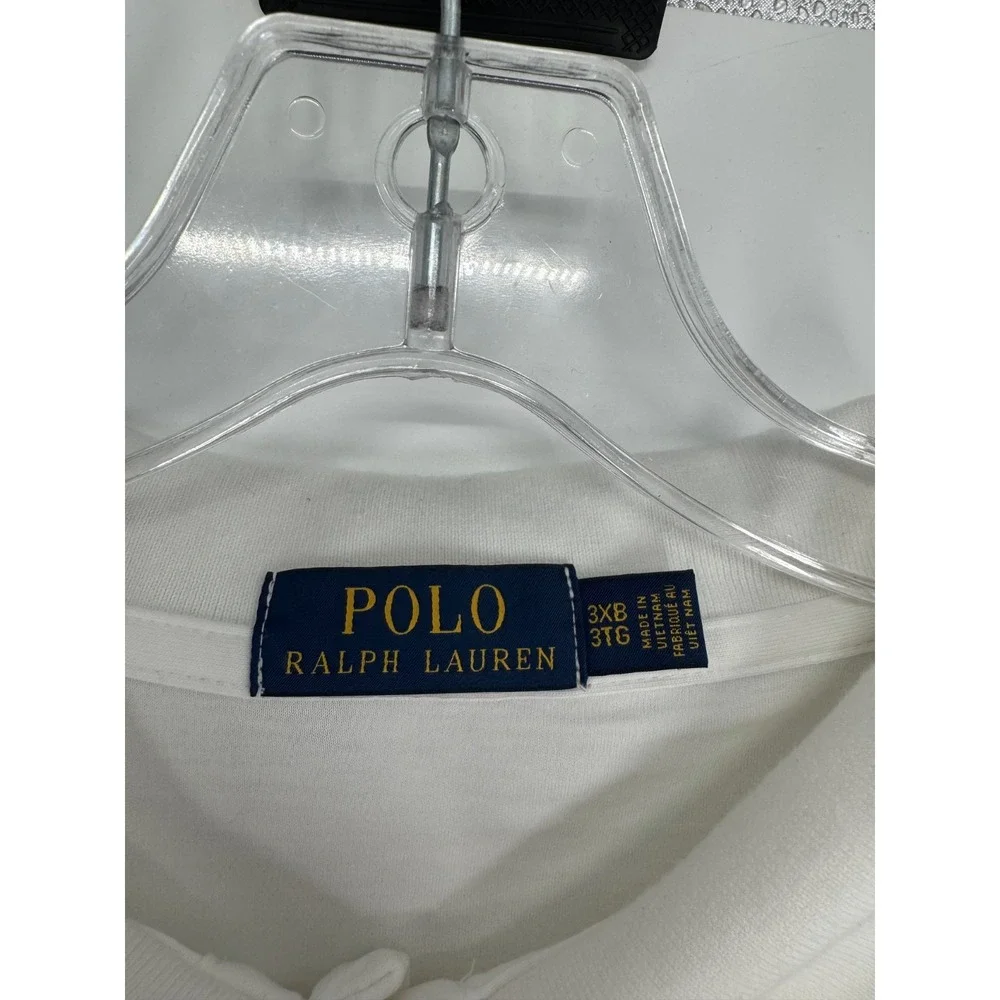 Polo Ralph Lauren Polo Shirt 3XL Big 3XB White 100% Cotton Short Sleeve Tipped